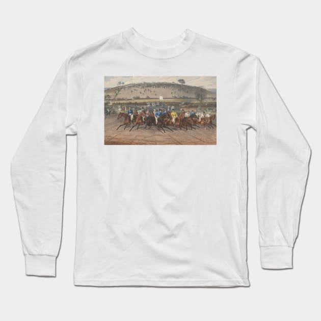 Leamington Grand Steeple Chase - Captain Beecher on Vivian by Charles Hunt Long Sleeve T-Shirt by Classic Art Stall